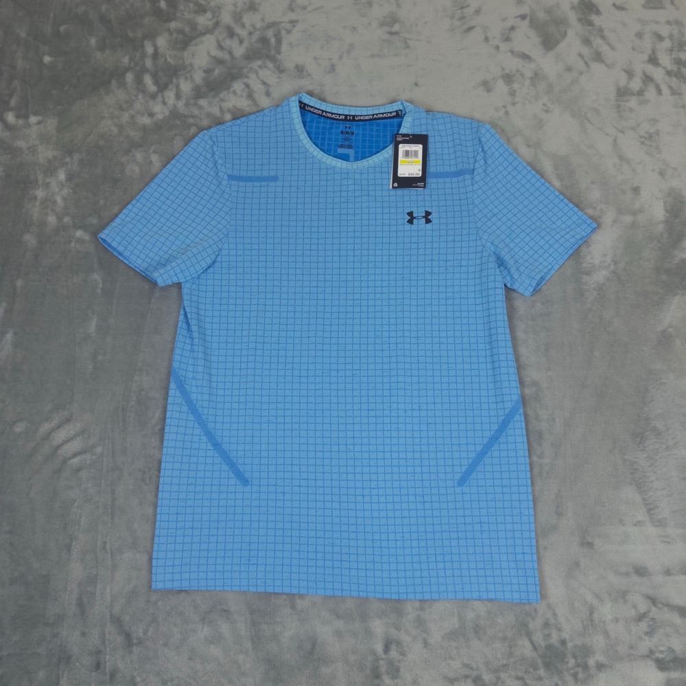 Under Armour Vanish Seamless Grid SS Shirt Mens Medium Blue Fitted Gym Training